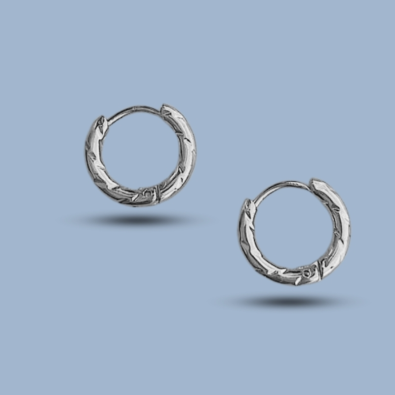 Diamond Cut 925 Sterling Silver Hinged Segment Hoop Earring 925She155_0