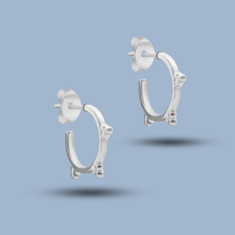 Dotted Creole 925 Sterling Silver Irregular Hoop Earring 925She245_0