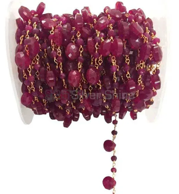 Dyed Ruby Gemstone Rosary Chain. "Wire Wrapped 1 Feet Roll Chain" 925RC192_0
