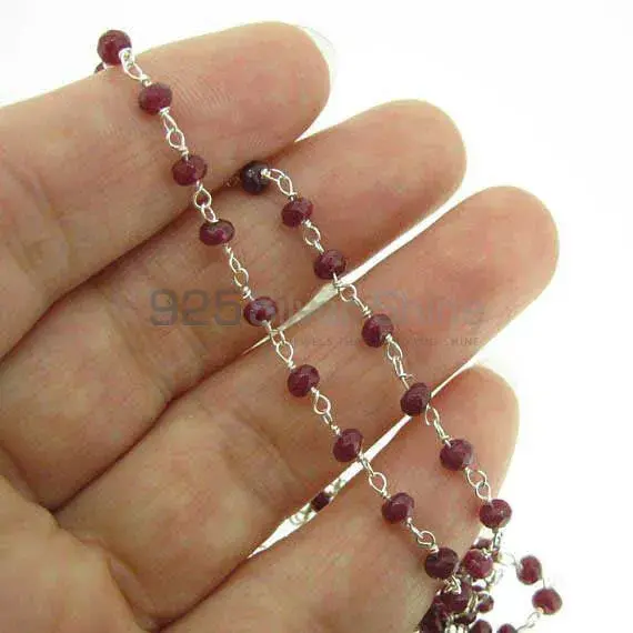 Dyed ruby rosary chain . "Wire Wrapped 1 Feet Roll Chain" 925RC231_0
