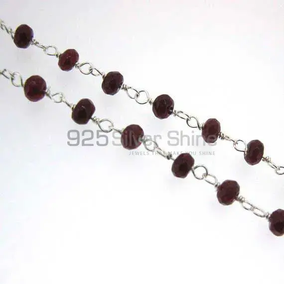 Dyed ruby rosary chain . "Wire Wrapped 1 Feet Roll Chain" 925RC231_1