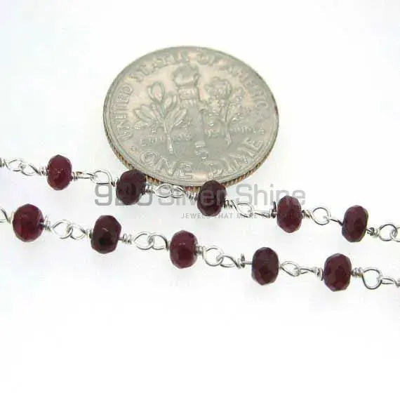 Dyed ruby rosary chain . "Wire Wrapped 1 Feet Roll Chain" 925RC231_2