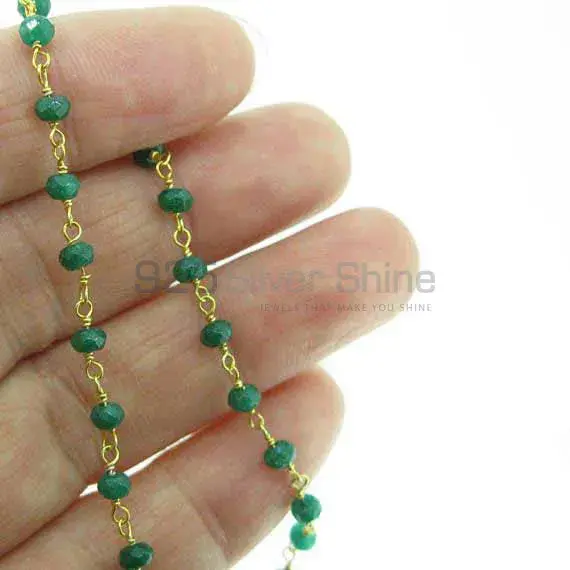 Emerald Dyed rosary chain "Wire Wrapped 1 Feet Roll Chain" 925RC232_0