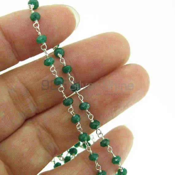 Emerald Dyed rosary chain "Wire Wrapped 1 Feet Roll Chain" 925RC232_2