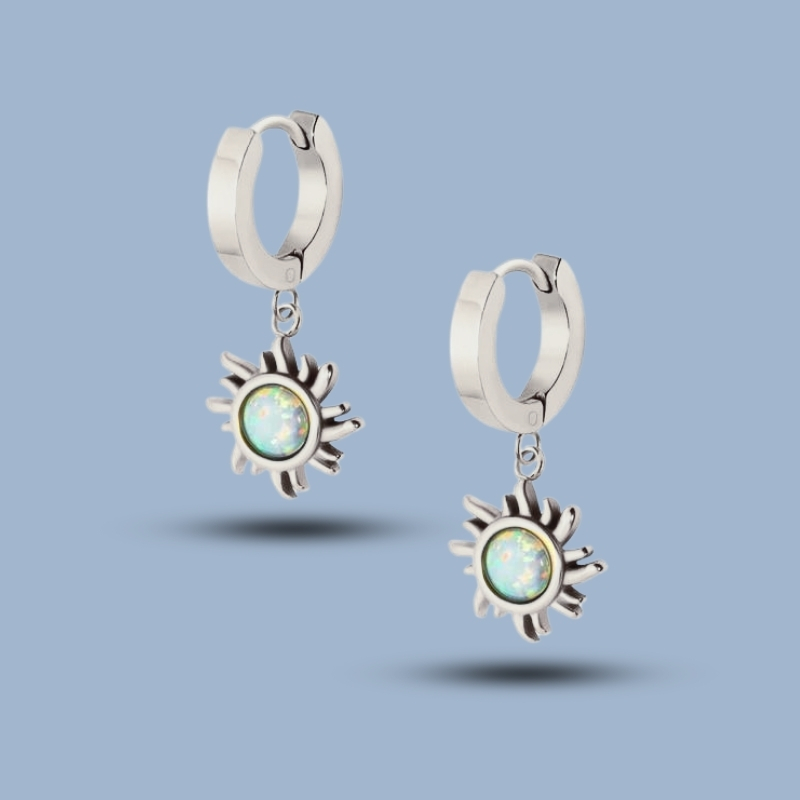 Ethiopian Opal Gemstone 925 Sterling Silver Stacking Hoop Set 925She272_0