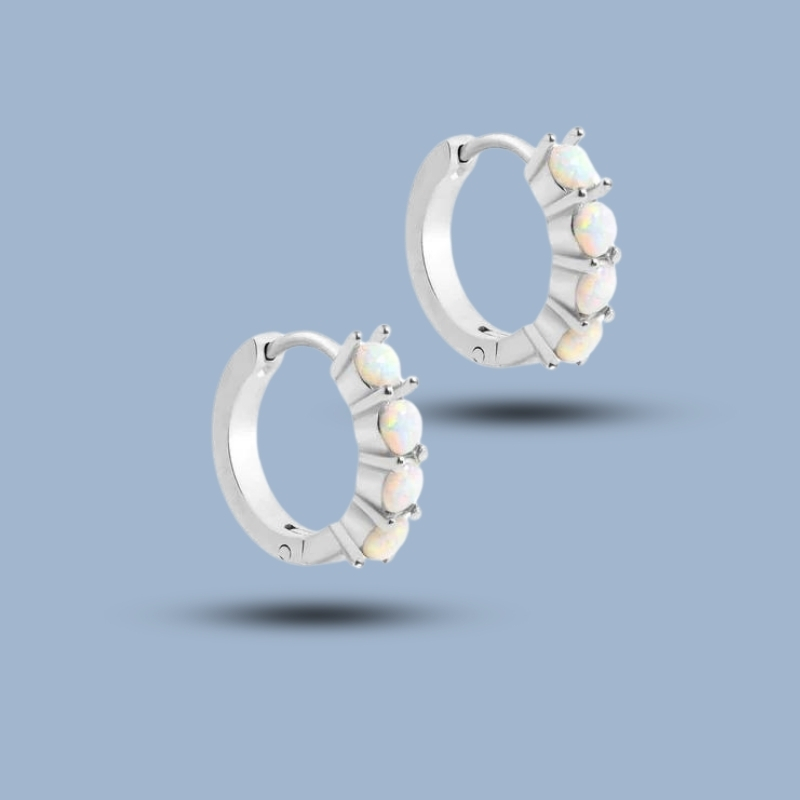 Ethiopian Opal Gemstone With 925 Sterling Silver Everyday Stack Earring 925She282_0