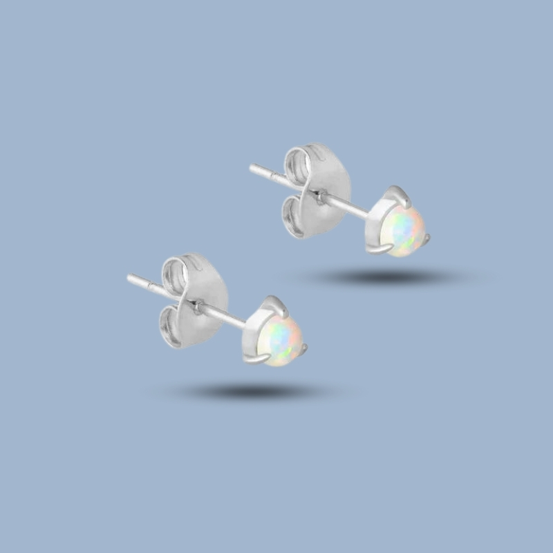 Ethiopian Opal Round Gemstone With 925 Sterling Silver Minimalist Stud Earring 925She170_0
