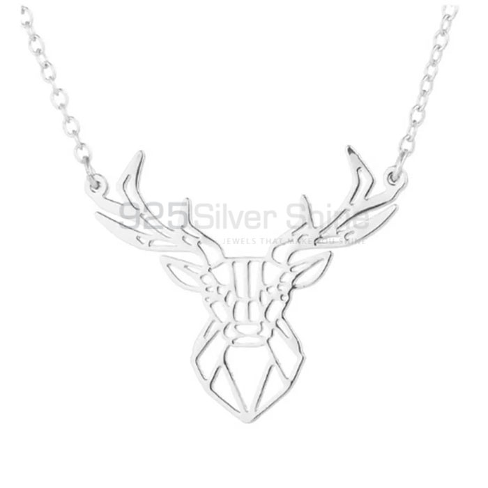 Fabulous Deer Head Necklace, Animal Minimalist Necklace In 925 Sterling Silver AMN224