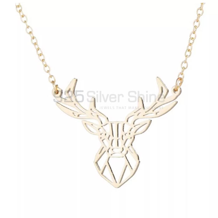 Fabulous Deer Head Necklace, Animal Minimalist Necklace In 925 Sterling Silver AMN224_0