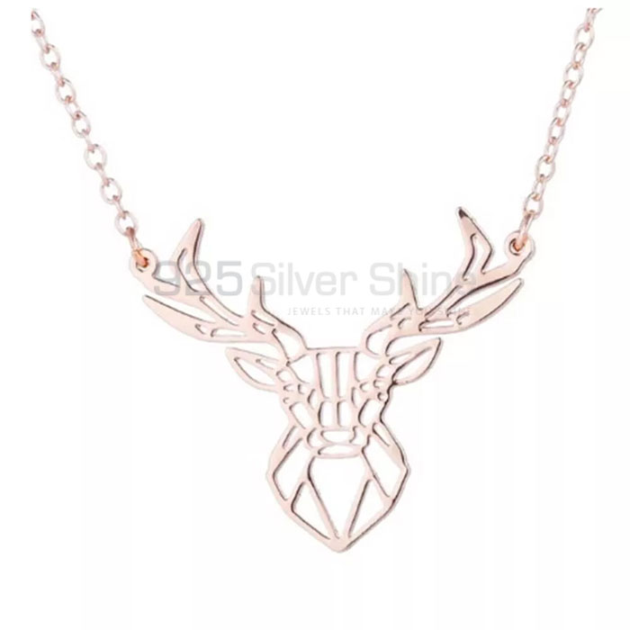 Fabulous Deer Head Necklace, Animal Minimalist Necklace In 925 Sterling Silver AMN224_1