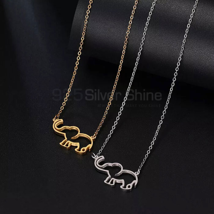 Filigree Elephant Necklace, Animal Minimalist Necklace In 925 Sterling Silver AMN252_1