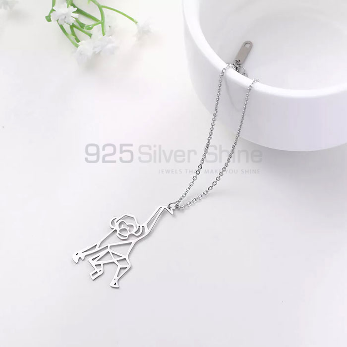 Filigree Monkey Necklace, Animal Minimalist Necklace In 925 Sterling Silver AMN223_0