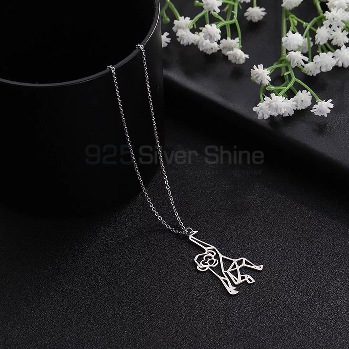 Filigree Monkey Necklace, Animal Minimalist Necklace In 925 Sterling Silver AMN223_1