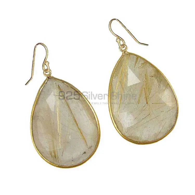 Fine 925 Sterling Silver Earrings In Genuine Rutile Gemstone 925SE1921_1