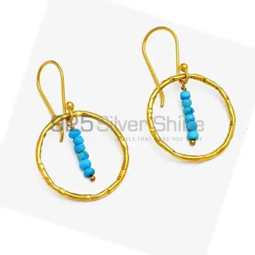 Fine 925 Sterling Silver Earrings In Natural Turquoise Gemstone 925SE1244_1