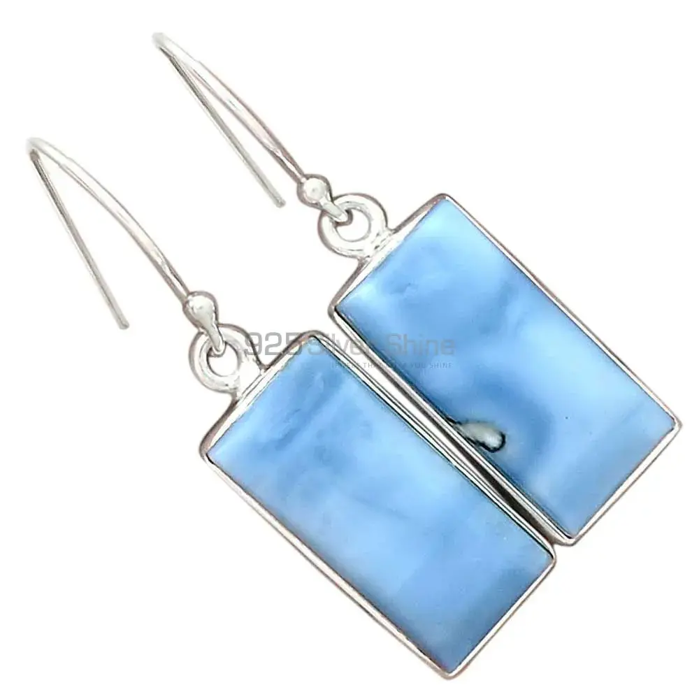 Fine 925 Sterling Silver Earrings In Semi Precious Blue Agate Gemstone 925SE2337_2
