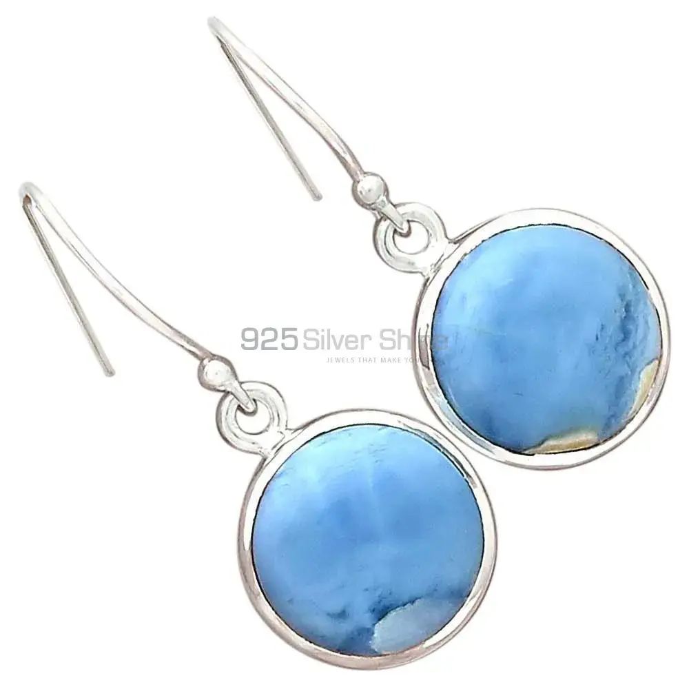 Fine 925 Sterling Silver Earrings In Semi Precious Blue Agate Gemstone 925SE2337_3