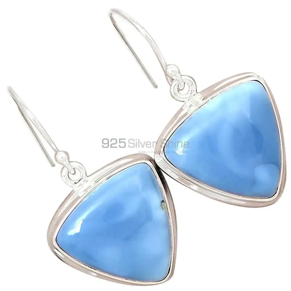 Fine 925 Sterling Silver Earrings In Semi Precious Blue Agate Gemstone 925SE2337_5
