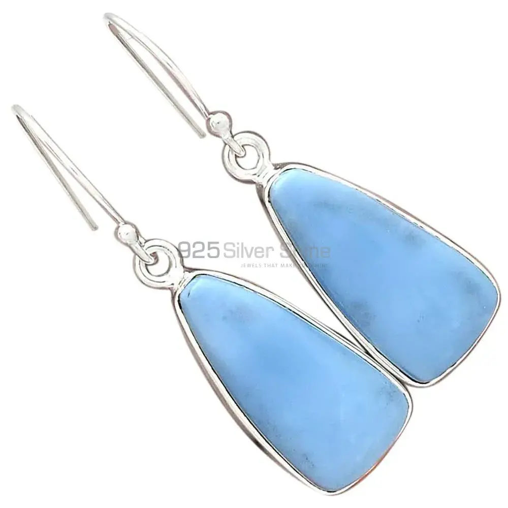 Fine 925 Sterling Silver Earrings In Semi Precious Blue Agate Gemstone 925SE2337_6