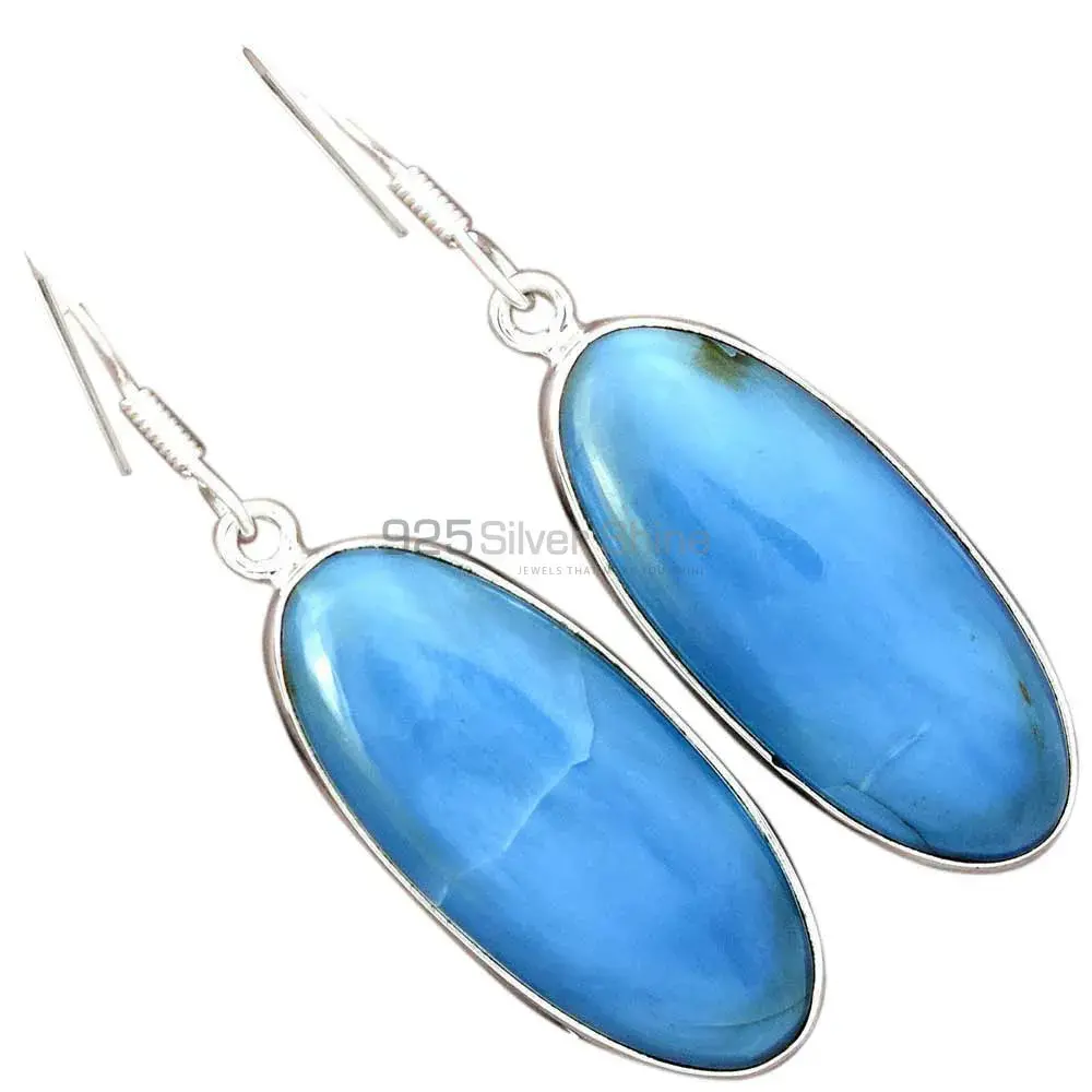 Fine 925 Sterling Silver Earrings In Semi Precious Blue Agate Gemstone 925SE2337_10