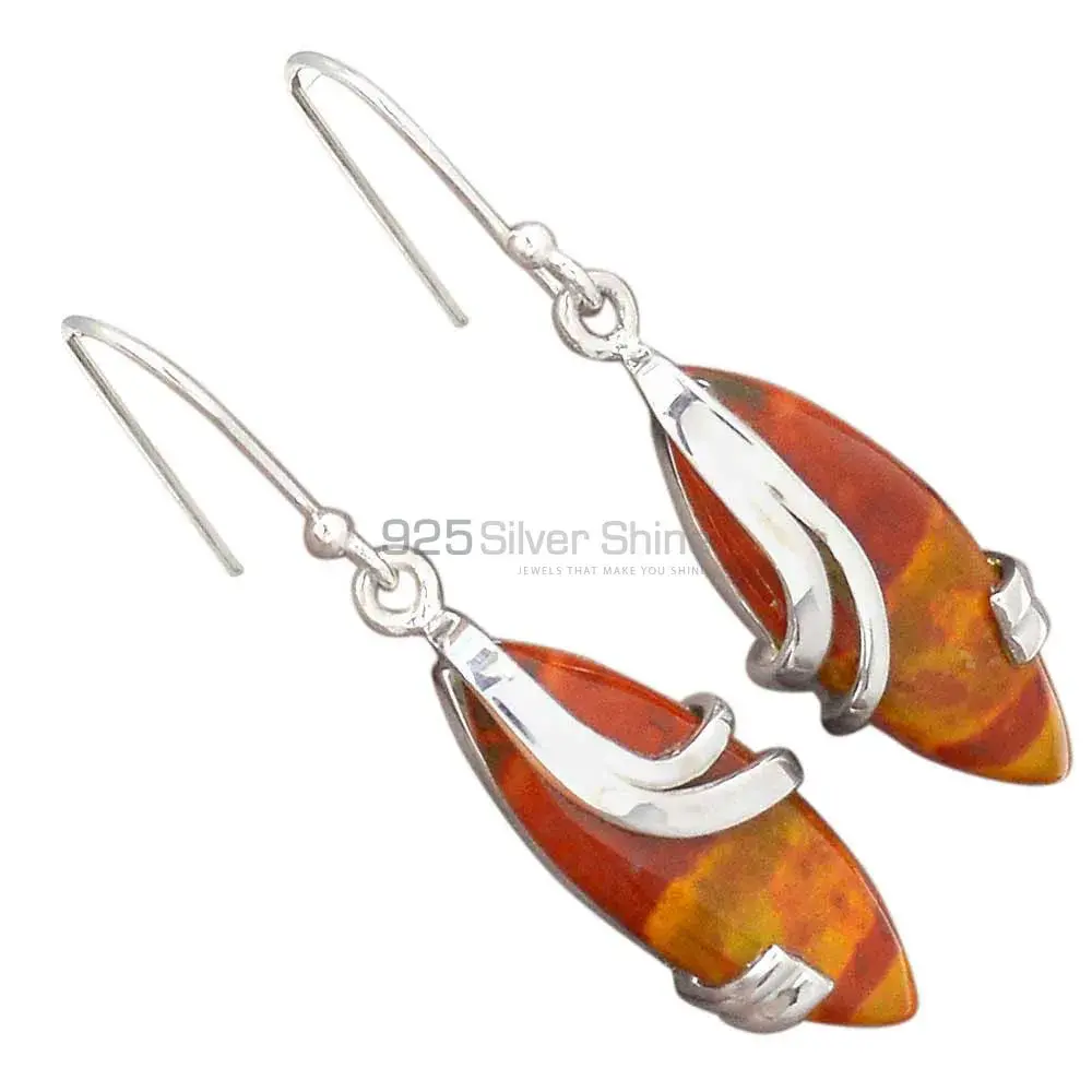 Fine 925 Sterling Silver Earrings In Semi Precious Mookaite Jasper Gemstone 925SE2100_2
