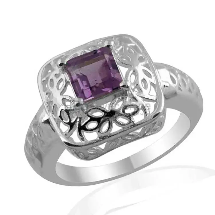 Filigree Design Amethyst Silver Rings 925SR1368_1