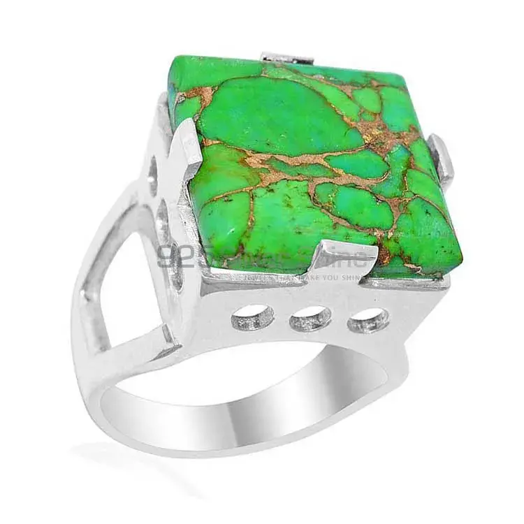 Fine 925 Sterling Silver Rings In Genuine Green Copper Turquoise Gemstone 925SR1909_1