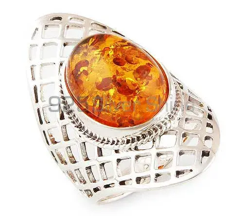 Fine 925 Sterling Silver Rings In Natural Amber Gemstone 925SR2785_0