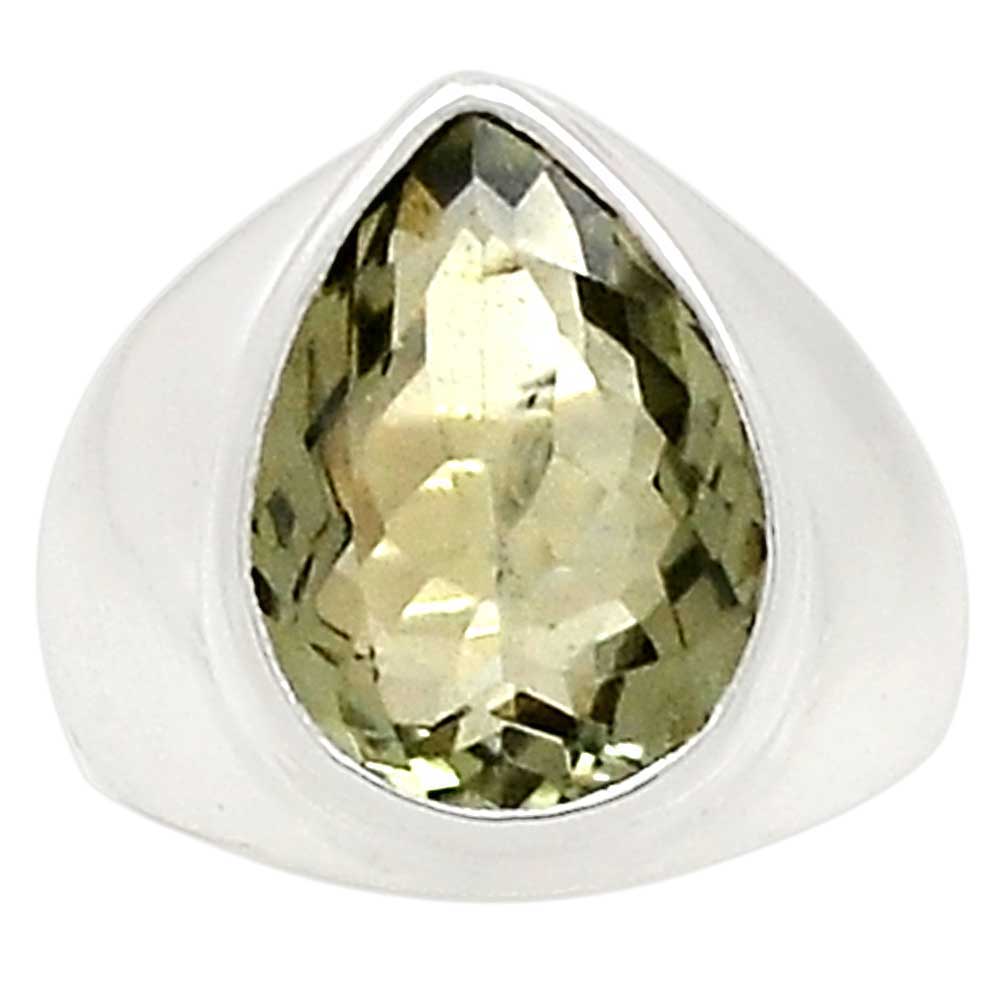 Fine 925 Sterling Silver Rings In Natural Green Amethyst Gemstone 925SR999