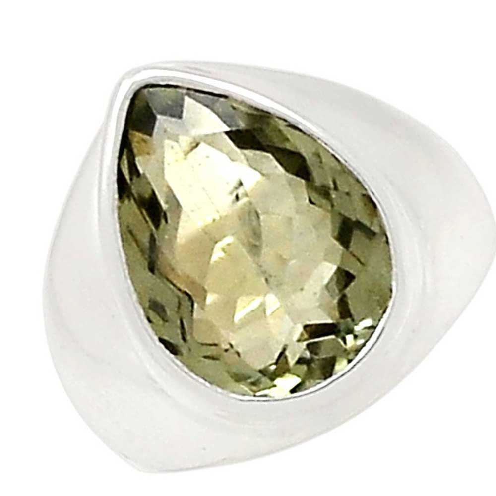 Fine 925 Sterling Silver Rings In Natural Green Amethyst Gemstone 925SR999_0