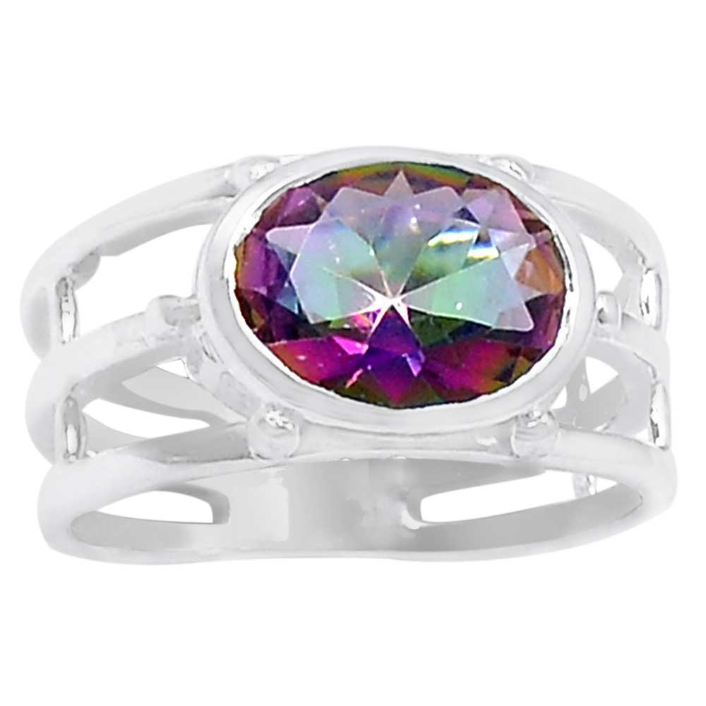 Fine 925 Sterling Silver Rings In Natural Mystic Topaz Gemstone 925SR920_0