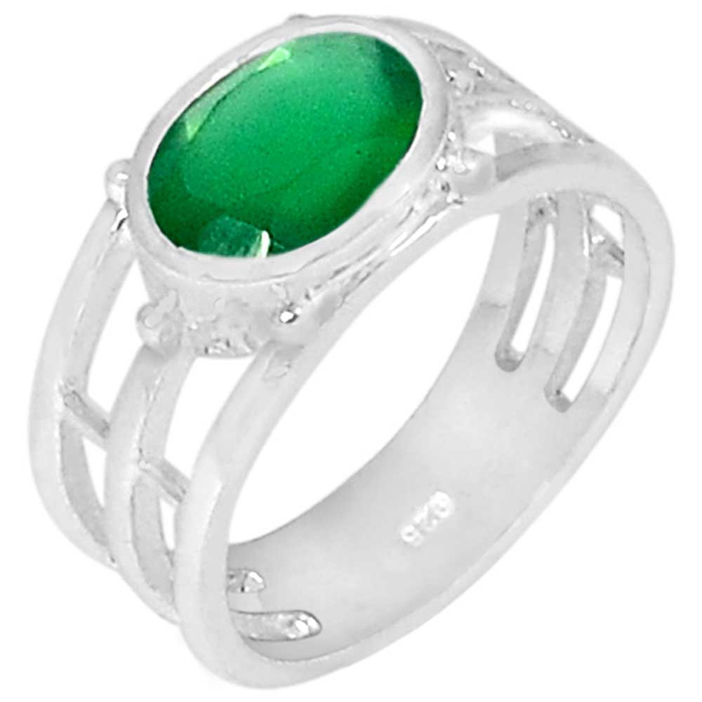 Fine 925 Sterling Silver Rings In Semi Precious Green Onyx Gemstone 925SR921_0