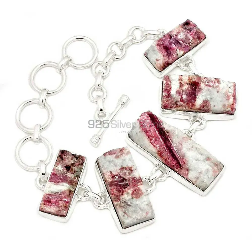 Fine Sterling Silver Bracelets In Cinnabar Gemstone Jewelry 925SB291-4_1