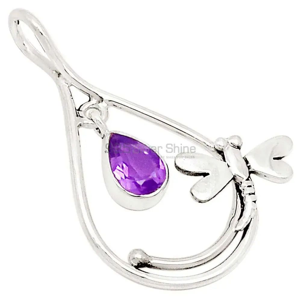 Fine Sterling Silver Pendants In Amethyst Gemstone Jewelry 925SP105-6_0