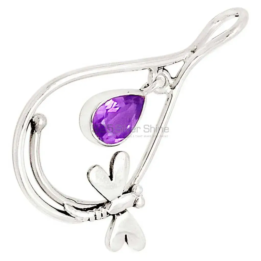 Fine Sterling Silver Pendants In Amethyst Gemstone Jewelry 925SP105-6_2