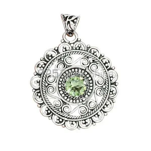 Fine Sterling Silver Pendants In Green Amethyst Gemstone Jewelry 925SP19-4_2