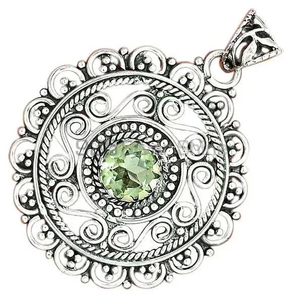 Fine Sterling Silver Pendants In Green Amethyst Gemstone Jewelry 925SP19-4_3