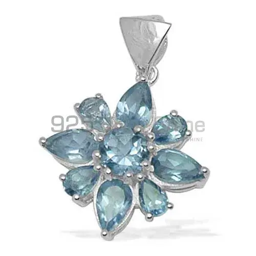 Fine Sterling Silver Pendants In Blue Topaz Gemstone Jewelry 925SP1418_0