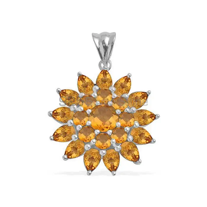 Fine Sterling Silver Pendants In Citrine Gemstone Jewelry 925SP1668_0