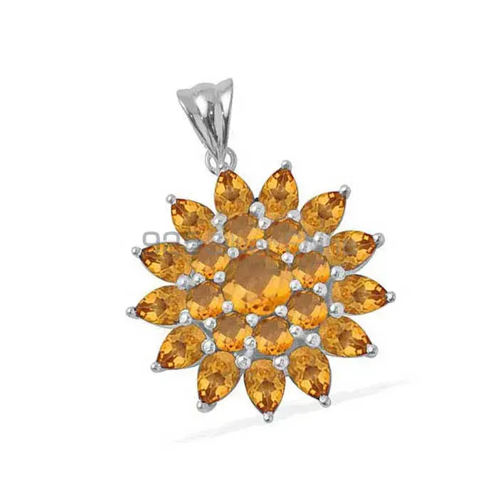 Fine Sterling Silver Pendants In Citrine Gemstone Jewelry 925SP1668_1