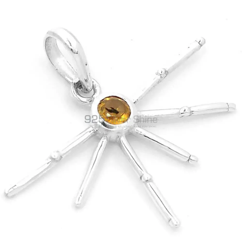 Fine Sterling Silver Pendants In Citrine Gemstone Jewelry 925SSP323-3