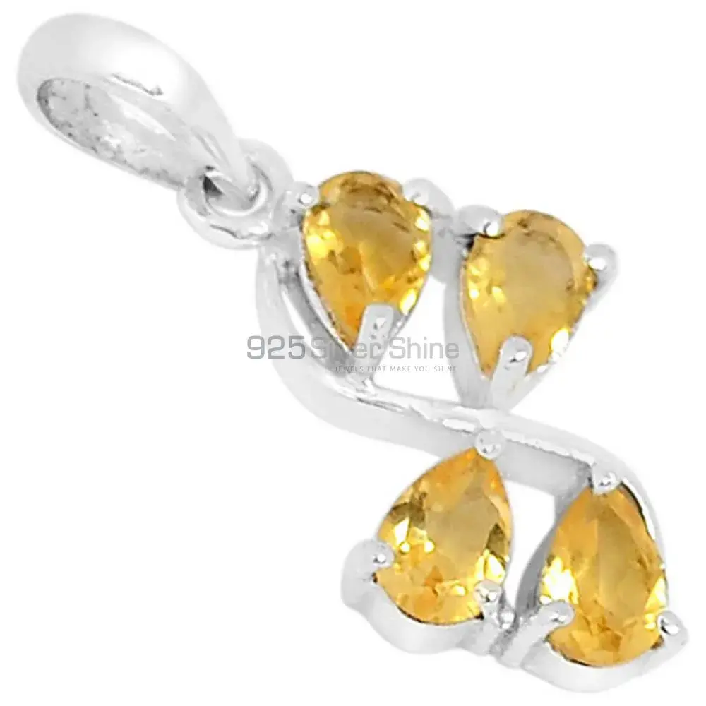 Fine Sterling Silver Pendants In Citrine Gemstone Jewelry 925SSP339-3
