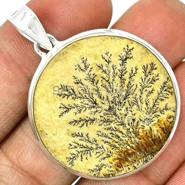 Fine Sterling Silver Pendants In Psilomelane Dendrite German Gemstone Jewelry 925SP146_1