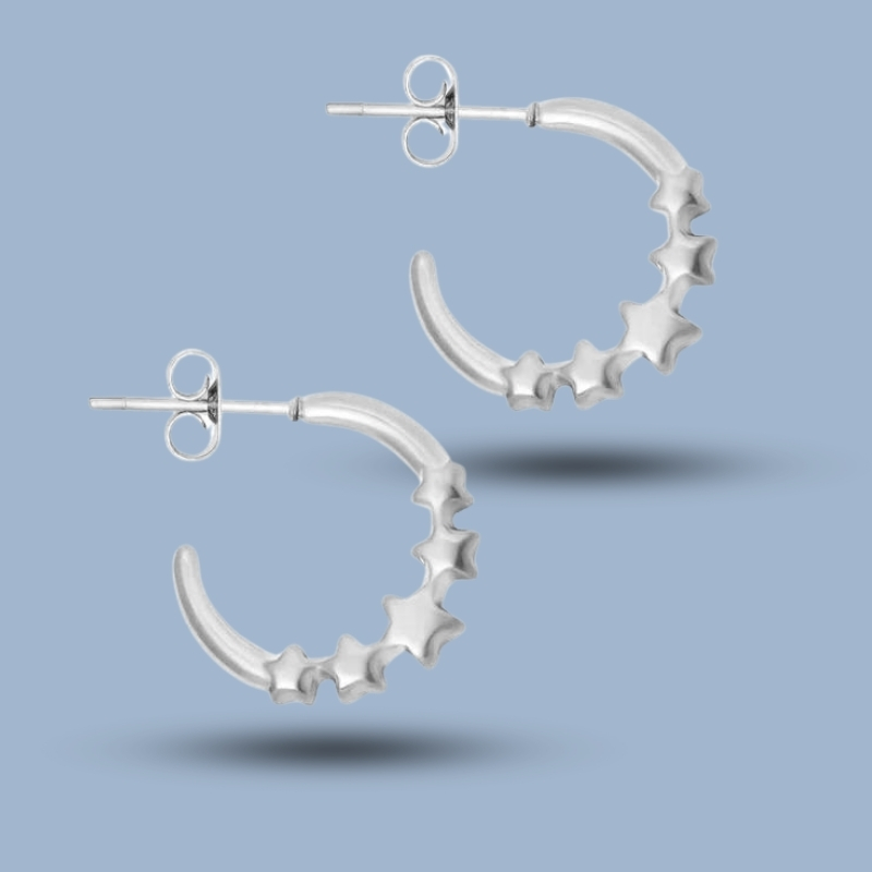 Five Star Design 925 Sterling Silver Bridesmaid Hoop Earring 925She217_0