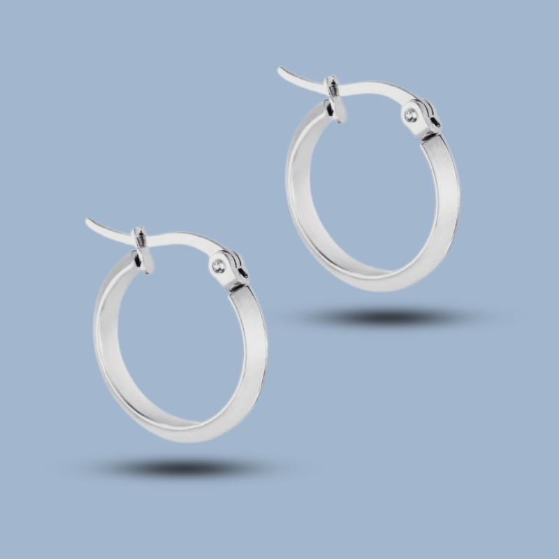 French Lock 925 Sterling Silver Sleeper Tapered Hoops Earring 925She208_0