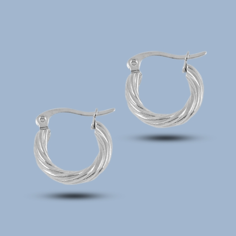 French Lock 925 Sterling Silver Small Huggies Hoop Earring 925She348_0