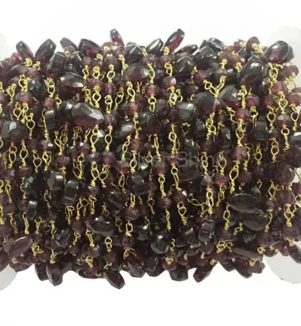 Garnet Gemstone Rosary Chain. "Wire Wrapped 1 Feet Roll Chain" 925RC195_0