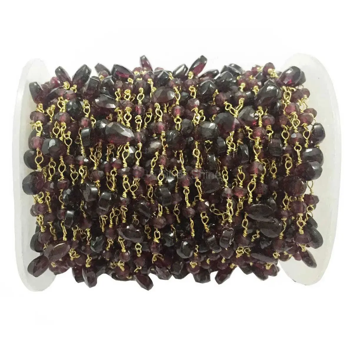 Garnet Gemstone Rosary Chain. "Wire Wrapped 1 Feet Roll Chain" 925RC195_1