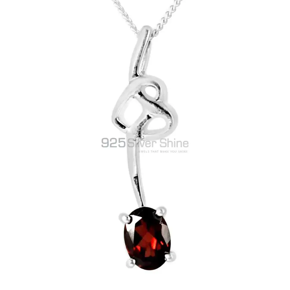 Garnet Gemstone Pendants In 925 Solid Silver Jewelry 925SP225-4_0