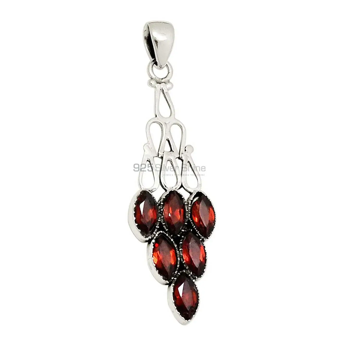 Garnet Gemstone Pendants In Fine Sterling Silver Jewelry 925SP116-1_1